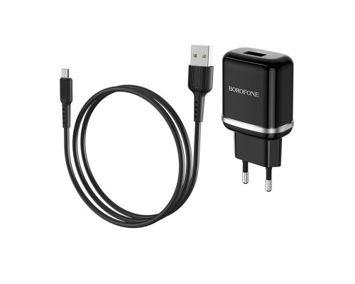 Мережевий зарядний пристрій BOROFONE BA36A High speed single port QC3.0 charger set 18W(Micro) Black (BA36AMB) Мережевий зарядний пристрій BOROFONE BA36A High speed single port QC3.0 charger set 18W(Micro) Black (BA36AMB)
