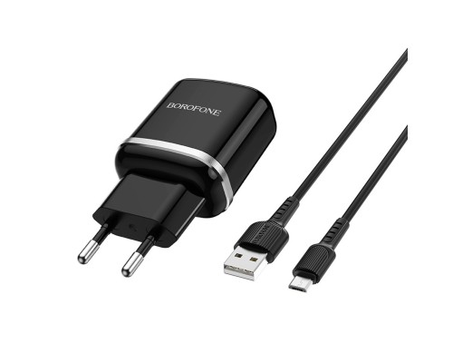 Мережевий зарядний пристрій BOROFONE BA36A High speed single port QC3.0 charger set 18W(Micro) Black (BA36AMB) Мережевий зарядний пристрій BOROFONE BA36A High speed single port QC3.0 charger set 18W(Micro) Black (BA36AMB)