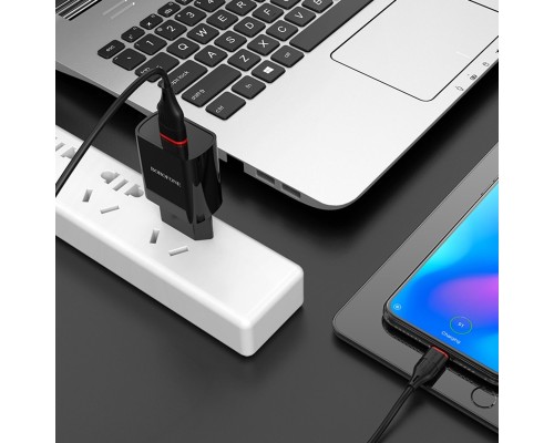 Мережевий зарядний пристрій BOROFONE BA20A Sharp single port charger set(Type-C) Black (BA20ACB) Мережевий зарядний пристрій BOROFONE BA20A Sharp single port charger set(Type-C) Black (BA20ACB)