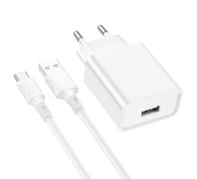 Мережевий зарядний пристрій BOROFONE BA74A Aspirer single port charger set(Type-C) White (BA74ACW) 