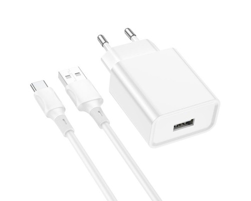 Мережевий зарядний пристрій BOROFONE BA74A Aspirer single port charger set(Type-C) White (BA74ACW) Мережевий зарядний пристрій BOROFONE BA74A Aspirer single port charger set(Type-C) White (BA74ACW)