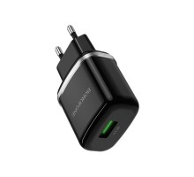 Мережевий зарядний пристрій BOROFONE BA36A High speed single port QC3.0 charger set18W Black (BA36AB) 