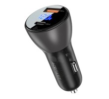 Автомобільний зарядний пристрій ACEFAST B6 metal 63W (USB-A+USB-C) with digital display (AFB6B) 