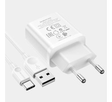 Мережевий зарядний пристрій BOROFONE BA68A Glacier single port charger set(Type-C) White (BA68ACW) 