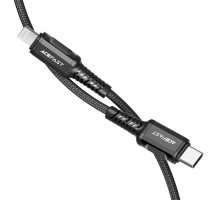 Кабель ACEFAST C1-01 Type-C to iP 3A, 1.2m, nylon, aluminum connectors, Black (AFC1-01B) 