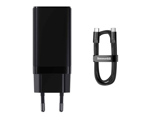 МЗП Baseus GaN3 Pro Fast Charger 2C+U 65W (Cable Type-C to Type-C 100W(20V/5A) 1m) Black (CCGP050101) МЗП Baseus GaN3 Pro Fast Charger 2C+U 65W (Cable Type-C to Type-C 100W(20V/5A) 1m) Black (CCGP050101)