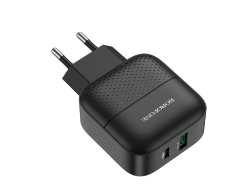 Мережевий зарядний пристрій BOROFONE BA46A Premium PD + QC3.0 18W Black (BA46AB) Мережевий зарядний пристрій BOROFONE BA46A Premium PD + QC3.0 18W Black (BA46AB)