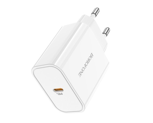 Мережевий зарядний пристрій BOROFONE BA57A Easy Speed single port PD20W charger White (BA57AW) Мережевий зарядний пристрій BOROFONE BA57A Easy Speed single port PD20W charger White (BA57AW)