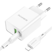 Мережевий зарядний пристрій BOROFONE BA69A Resource PD20W+QC3.0 charger set(C to iP) White (BA69ACLW)