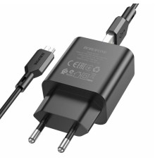 Мережевий зарядний пристрій BOROFONE BA72A Spring single port QC3.0 charger set(Micro) Black (BA72AMB)