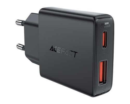 Мережевий зарядний пристрій ACEFAST A69 PD30W GaN (USB-A+USB-C) ultra-thin charger Black (6974316282709) Мережевий зарядний пристрій ACEFAST A69 PD30W GaN (USB-A+USB-C) ultra-thin charger Black (6974316282709)