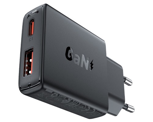 Мережевий зарядний пристрій ACEFAST A69 PD30W GaN (USB-A+USB-C) ultra-thin charger Black (6974316282709) Мережевий зарядний пристрій ACEFAST A69 PD30W GaN (USB-A+USB-C) ultra-thin charger Black (6974316282709)