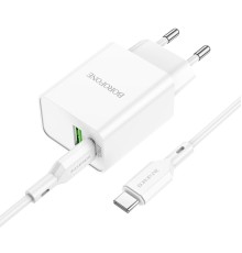 Мережевий зарядний пристрій BOROFONE BA69A Resource PD20W+QC3.0 charger set(Type-C to Type-C) White (BA69ACCW)