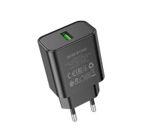Мережевий зарядний пристрій BOROFONE BA72A Spring single port QC3.0 charger Black (BA72AB) 
