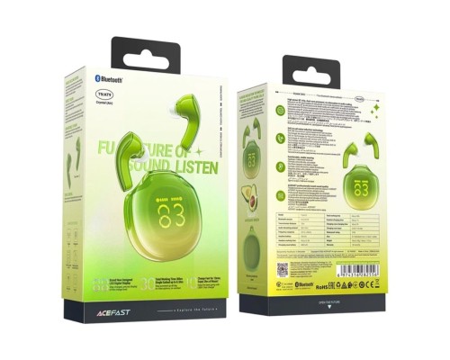 Навушники ACEFAST T9 Crystal (Air) color bluetooth earbuds Avocado Green (6974316282556) 
