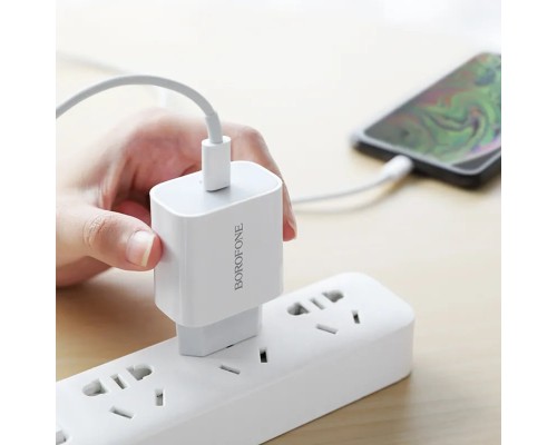 Мережевий зарядний пристрій BOROFONE BA38A Plus Speedy PD20W White (BA38AW) Мережевий зарядний пристрій BOROFONE BA38A Plus Speedy PD20W White (BA38AW)