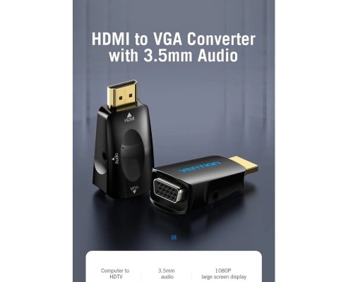 Перехідник Vention HDMI to VGA Converter 1080P with 3.5MM Audio (AIDB0) (AIDB0) Перехідник Vention HDMI to VGA Converter 1080P with 3.5MM Audio (AIDB0) (AIDB0)