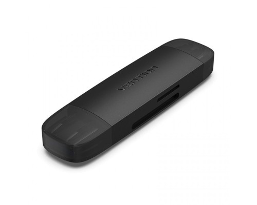 Картрідер Vention 2-in-1 USB 3.0 A+C Card Reader(SD+TF) Black Dual Drive Letter (CLKB0) (CLKB0) 