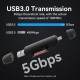 Картрідер Vention 2-in-1 USB 3.0 A+C Card Reader(SD+TF) Black Dual Drive Letter (CLKB0) (CLKB0) 