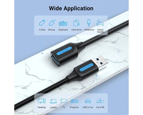 Кабель Vention USB 3.0 A Male to A Female Extension Cable 1M black PVC Type (CBHBF) (CBHBF) Кабель Vention USB 3.0 A Male to A Female Extension Cable 1M black PVC Type (CBHBF) (CBHBF)