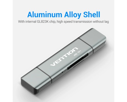 Картрідер Vention USB2.0 Multi-function Card Reader Gray (CCJH0) (CCJH0) 