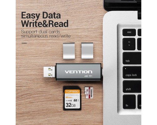 Картрідер Vention USB2.0 Multi-function Card Reader Gray (CCJH0) (CCJH0) 