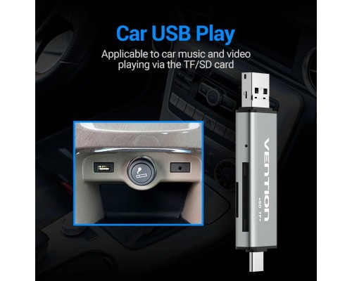 Картрідер Vention USB2.0 Multi-function Card Reader Gray (CCJH0) (CCJH0) 