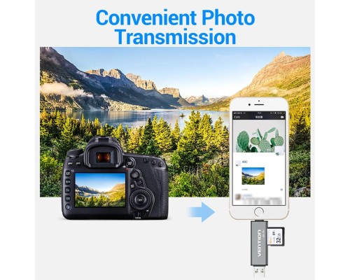 Картрідер Vention USB2.0 Multi-function Card Reader Gray (CCJH0) (CCJH0) 