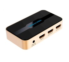 Сплітер Vention 1 In 2 Out HDMI Splitter 4K 30Hz Gold Aluminum Alloy Type EU Standard (ACBG0-EU) (ACBG0-EU) 