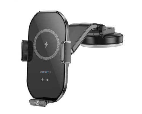 Тримач для мобільного з БЗП BOROFONE BH206 Rusher infrared wireless fast charging car holder(center console) Black (6941991103094) 