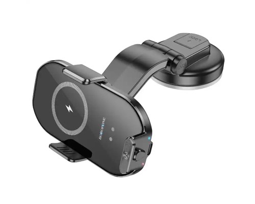 Тримач для мобільного з БЗП BOROFONE BH206 Rusher infrared wireless fast charging car holder(center console) Black (6941991103094) 