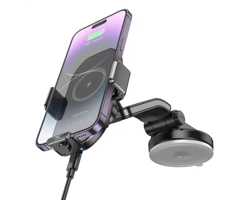 Тримач для мобільного з БЗП BOROFONE BH206 Rusher infrared wireless fast charging car holder(center console) Black (6941991103094) 