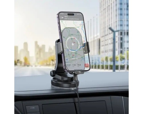 Тримач для мобільного з БЗП BOROFONE BH206 Rusher infrared wireless fast charging car holder(center console) Black (6941991103094) 