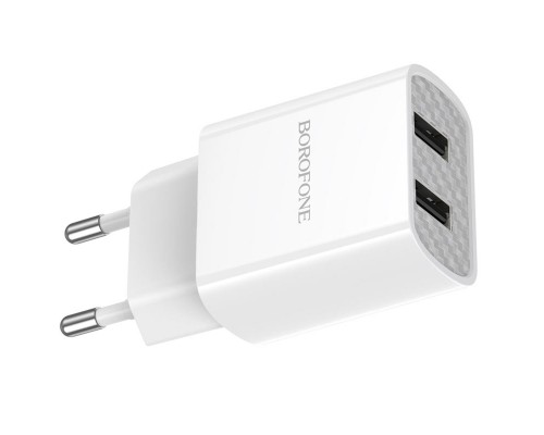 Мережевий зарядний пристрій BOROFONE BA53A Powerway dual port charger White (BA53AW) Мережевий зарядний пристрій BOROFONE BA53A Powerway dual port charger White (BA53AW)