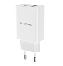 Мережевий зарядний пристрій BOROFONE BA56A Lavida dual port PD20W+QC3.0 charger White (BA56AW)