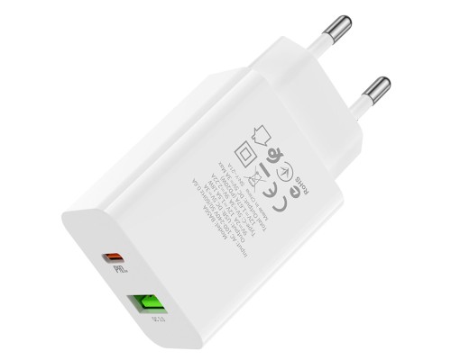 Мережевий зарядний пристрій BOROFONE BA56A Lavida dual port PD20W+QC3.0 charger White (BA56AW) 