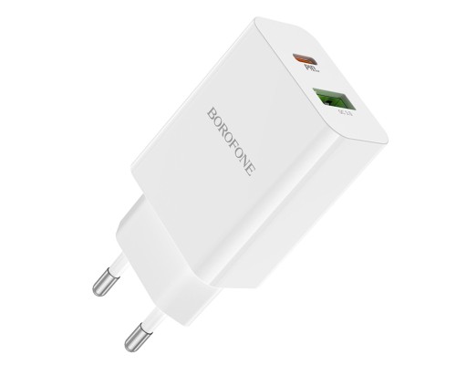 Мережевий зарядний пристрій BOROFONE BA56A Lavida dual port PD20W+QC3.0 charger White (BA56AW) 