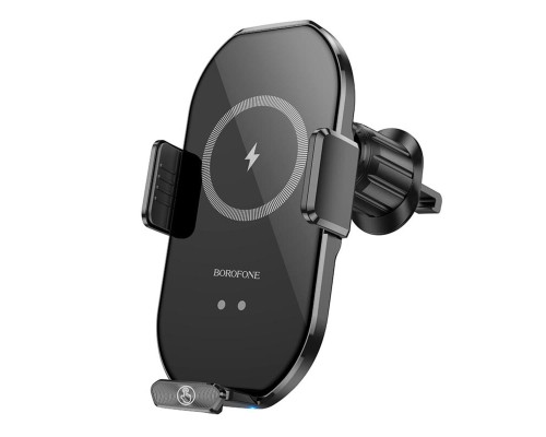 Тримач для мобільного з БЗП BOROFONE BH205 Rusher infrared wireless fast charging car holder(air outlet) Black (6941991103087) 