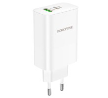Мережевий зарядний пристрій BOROFONE BN10 Sunlight PD65W dual port(1A1C) charger White (6974443388190) 
