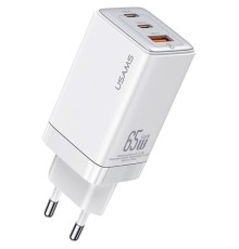 Мережевий зарядний пристрій Usams US-CC180 65W ACC 3 Ports GaN Fast Charger (EU) -- Sandru series White (CC180TC02)