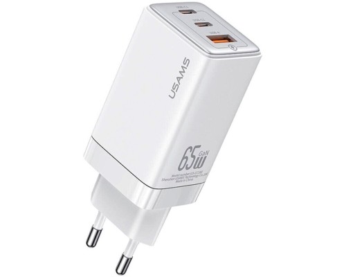 Мережевий зарядний пристрій Usams US-CC180 65W ACC 3 Ports GaN Fast Charger (EU) -- Sandru series White (CC180TC02) Мережевий зарядний пристрій Usams US-CC180 65W ACC 3 Ports GaN Fast Charger (EU) -- Sandru series White (CC180TC02)