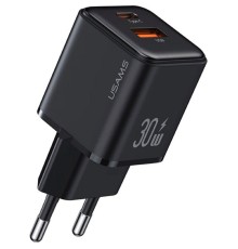 Мережевий зарядний пристрій Usams US-CC189 PD30W+QC3.0 A+C Dual-port Fast Charger (EU)--X-ron Series Black (CC189TC01)