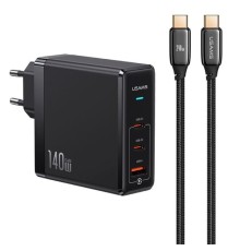 Мережевий зарядний пристрій Usams US-UM Fast Charger Kit--UM Series US-CC168 EU T52 140 W ACC GaN Fast Charger+US-SJ581 U82 Type-C To Type-C 240W PD3. (UMXLOGTC01)