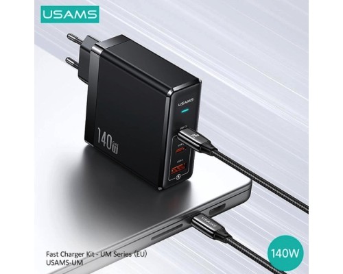 Мережевий зарядний пристрій Usams US-UM Fast Charger Kit--UM Series US-CC168 EU T52 140 W ACC GaN Fast Charger+US-SJ581 U82 Type-C To Type-C 240W PD3. (UMXLOGTC01) Мережевий зарядний пристрій Usams US-UM Fast Charger Kit--UM Series US-CC168 EU T52 140 W ACC GaN Fast Charger+US-SJ581 U82 Type-C To Type-C 240W PD3. (UMXLOGTC01)