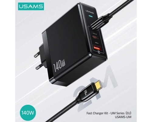 Мережевий зарядний пристрій Usams US-UM Fast Charger Kit--UM Series US-CC168 EU T52 140 W ACC GaN Fast Charger+US-SJ581 U82 Type-C To Type-C 240W PD3. (UMXLOGTC01) Мережевий зарядний пристрій Usams US-UM Fast Charger Kit--UM Series US-CC168 EU T52 140 W ACC GaN Fast Charger+US-SJ581 U82 Type-C To Type-C 240W PD3. (UMXLOGTC01)