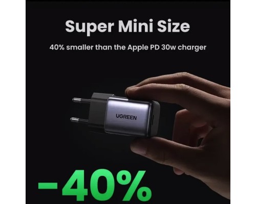 Зарядний пристрій UGREEN CD319 USB-C GaN Fast Charger 30W EU (Space Gray)(UGR-90666) (UGR-90666) Зарядний пристрій UGREEN CD319 USB-C GaN Fast Charger 30W EU (Space Gray)(UGR-90666) (UGR-90666)