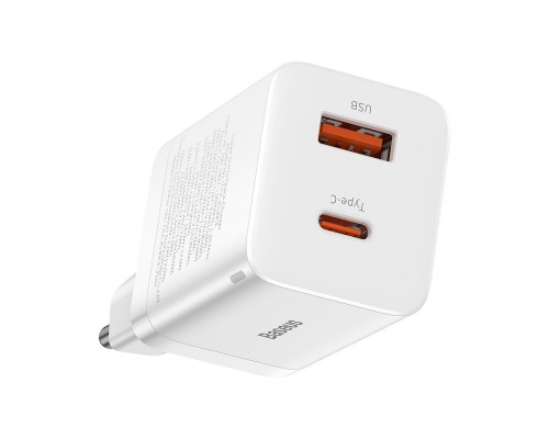 Мережевий зарядний пристрій Baseus Super Si Pro Quick Charger C+U 30W EU White (CCSUPP-E02) Мережевий зарядний пристрій Baseus Super Si Pro Quick Charger C+U 30W EU White (CCSUPP-E02)