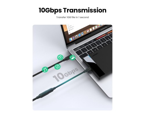 Кабель UGREEN US353 USB-C/M to USB-C/F Gen2 5A Extension Cable 1m (Black)(UGR-10387) (UGR-10387) 