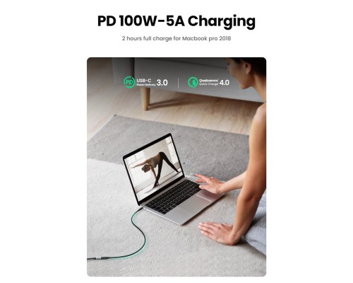 Кабель UGREEN US353 USB-C/M to USB-C/F Gen2 5A Extension Cable 1m (Black)(UGR-10387) (UGR-10387) 