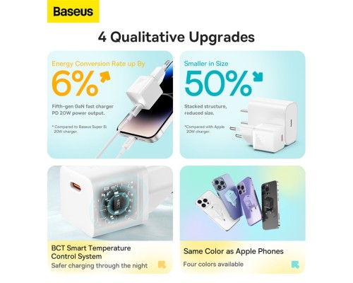Мережевий зарядний пристрій Baseus GaN5 Fast Charger(mini) 1C 20W EU White (CCGN050102) Мережевий зарядний пристрій Baseus GaN5 Fast Charger(mini) 1C 20W EU White (CCGN050102)